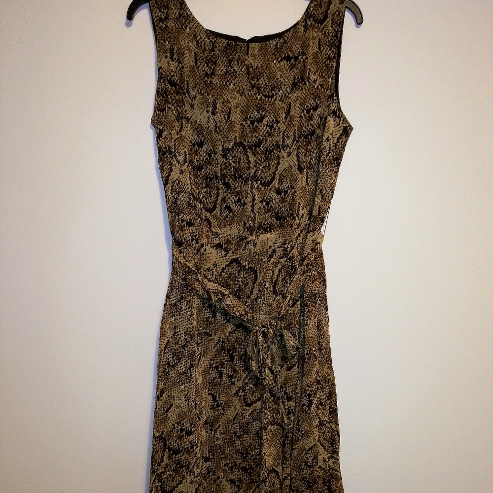 Sleeveless Brown Animal Print Dress